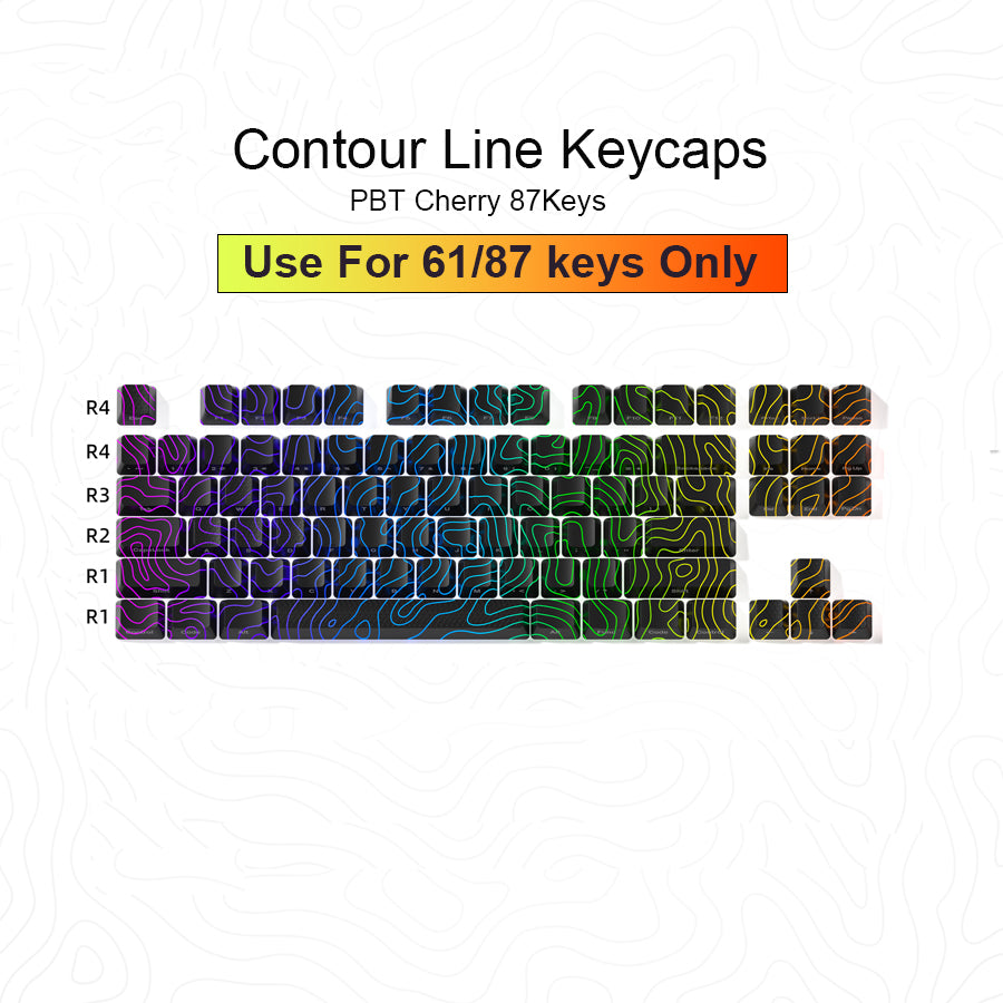 Black Topographic | Contour Line Keycap Set