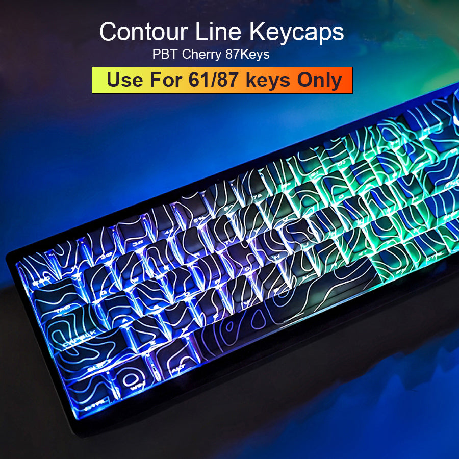 Black Topographic | Contour Line Keycap Set