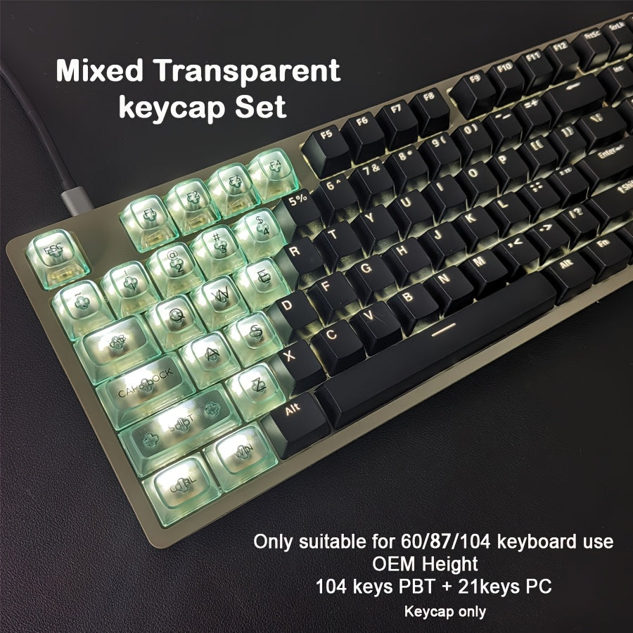混合透光键帽套装 104键+21键 OEM高度 PBT材质