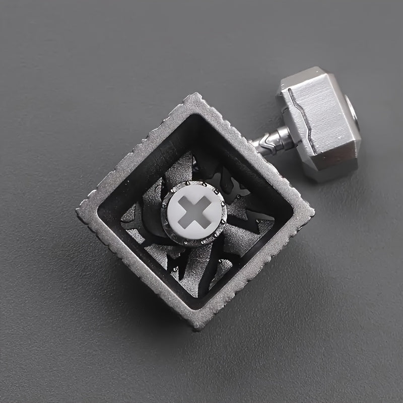 3D树脂银色锤子键帽 - 磁性可分离底座 1U Cherry高度 个性化创意礼物