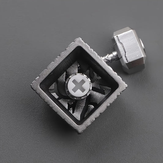 3D树脂银色锤子键帽 - 磁性可分离底座 1U Cherry高度 个性化创意礼物