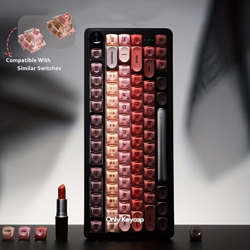 口红色渐变键帽 130键 HOA高度 PBT球帽
