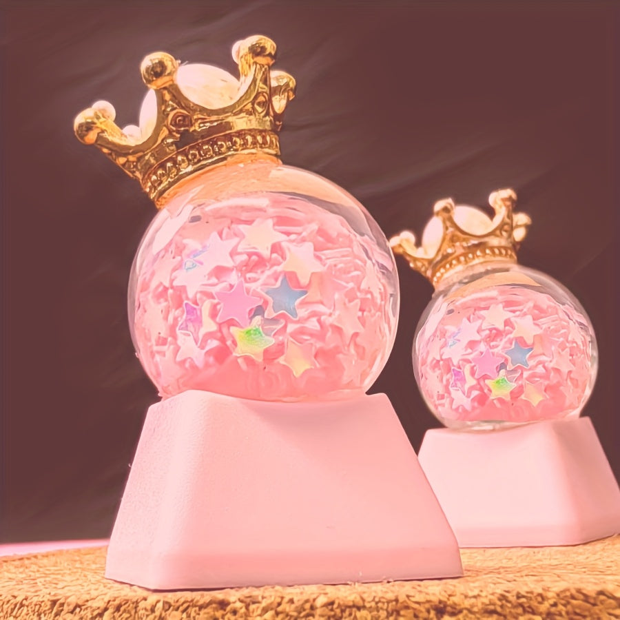 迷你公主皇冠水晶球键帽 - 手工定制Cherry高度 粉色可爱女生礼物 生日节日键帽