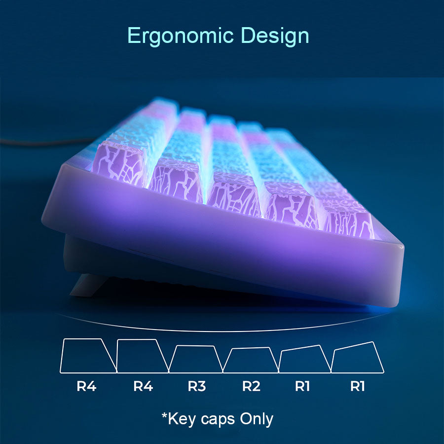 冰裂釉键帽套装 - 陶瓷裂纹艺术PBT键帽 | 热升华机械键盘键帽