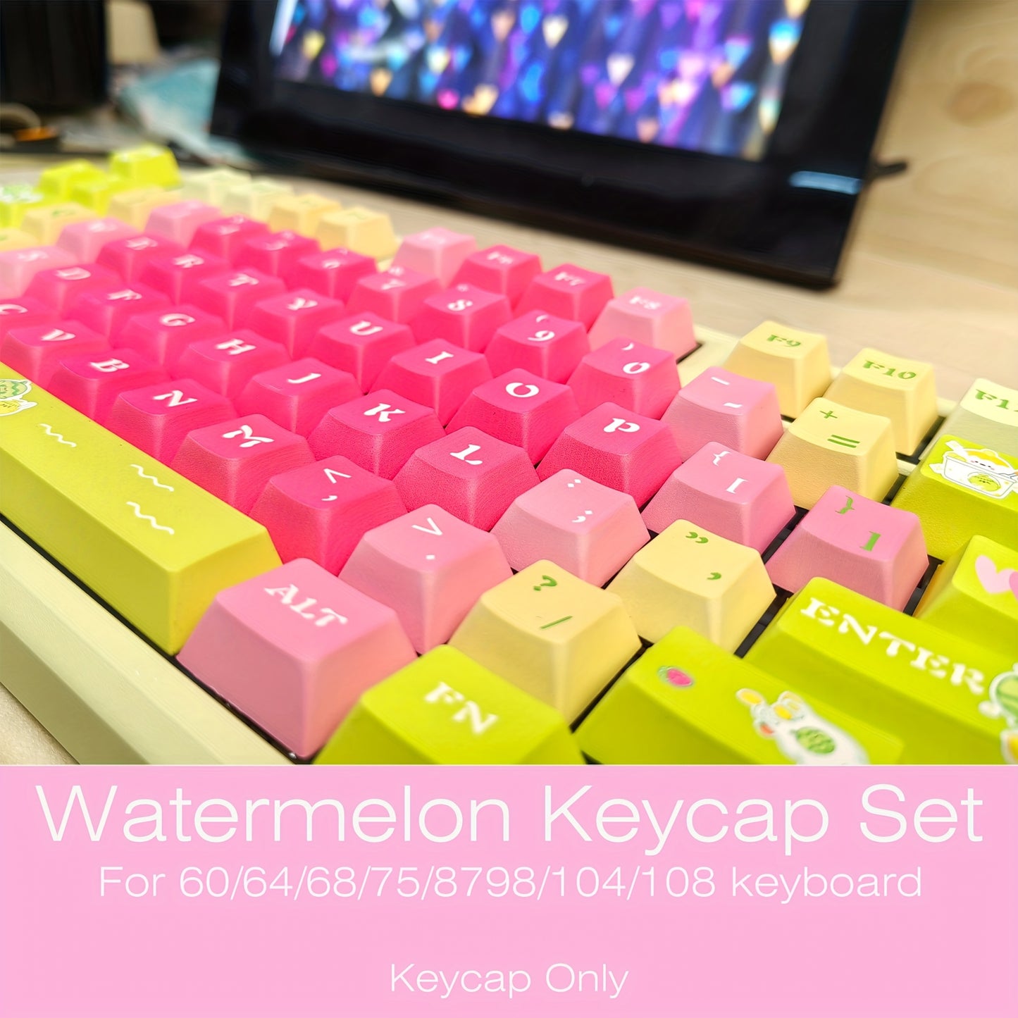 Watermelon 西瓜键帽 - 139键原厂高度 PBT注塑 清新可爱办公游戏键帽