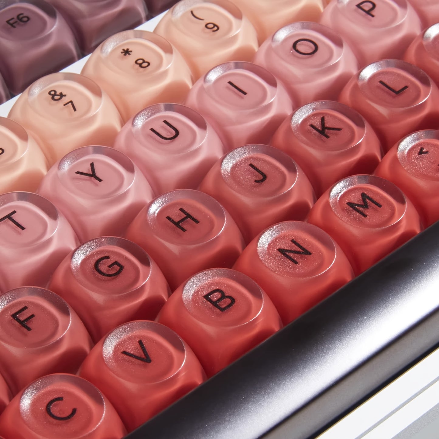 口红色渐变键帽 130键 HOA高度 PBT球帽