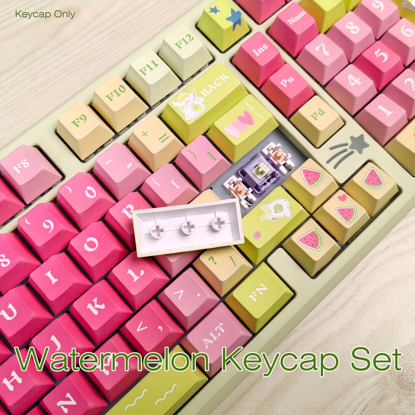 Watermelon 西瓜键帽 - 139键原厂高度 PBT注塑 清新可爱办公游戏键帽