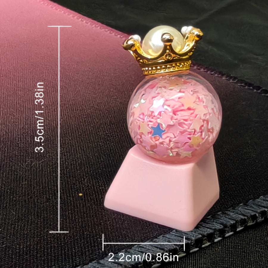迷你公主皇冠水晶球键帽 - 手工定制Cherry高度 粉色可爱女生礼物 生日节日键帽