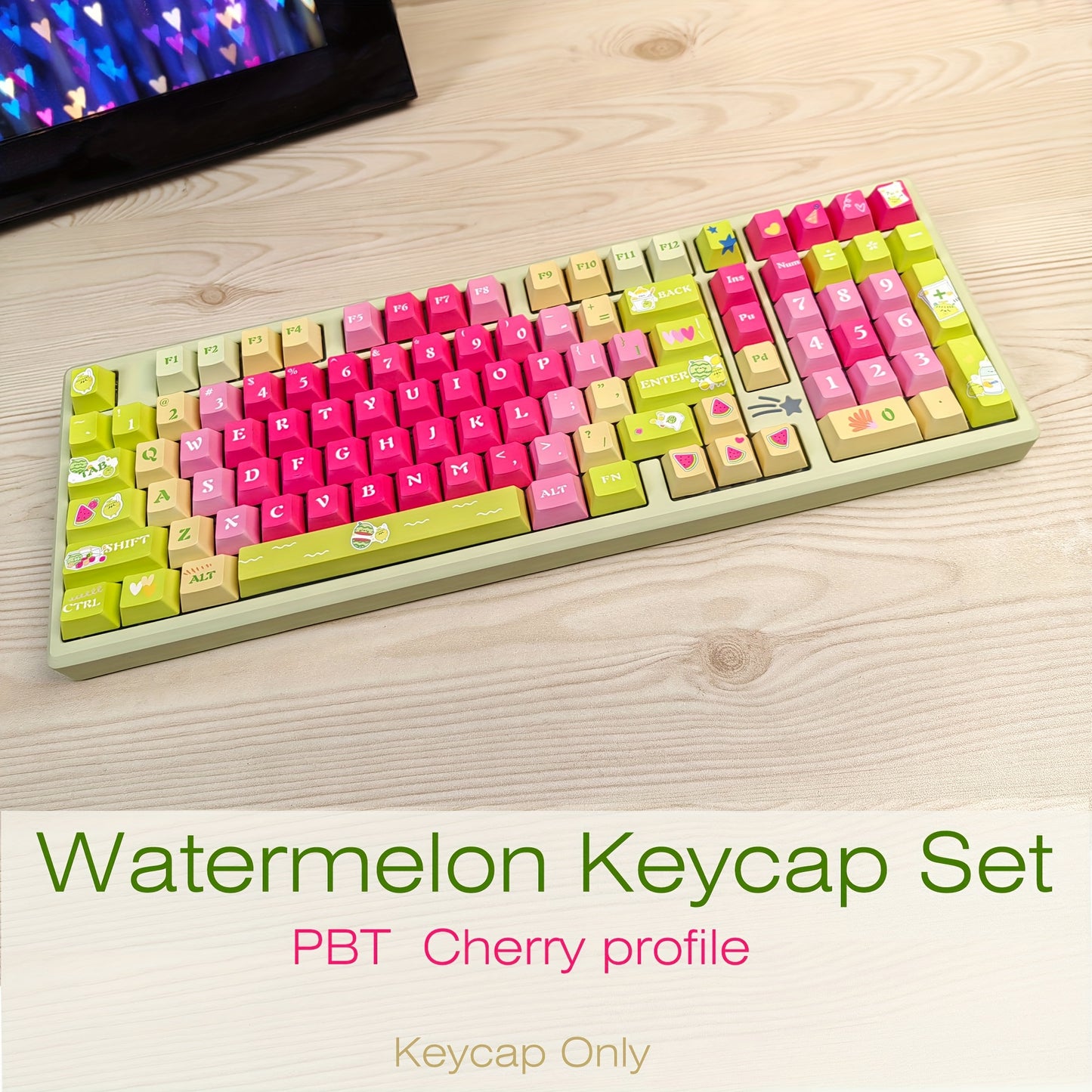 Watermelon 西瓜键帽 - 139键原厂高度 PBT注塑 清新可爱办公游戏键帽