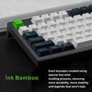 墨竹键帽 Ink Bamboo - 152键Cherry高度 PBT二色注塑 黑绿配色商务机械键盘键帽