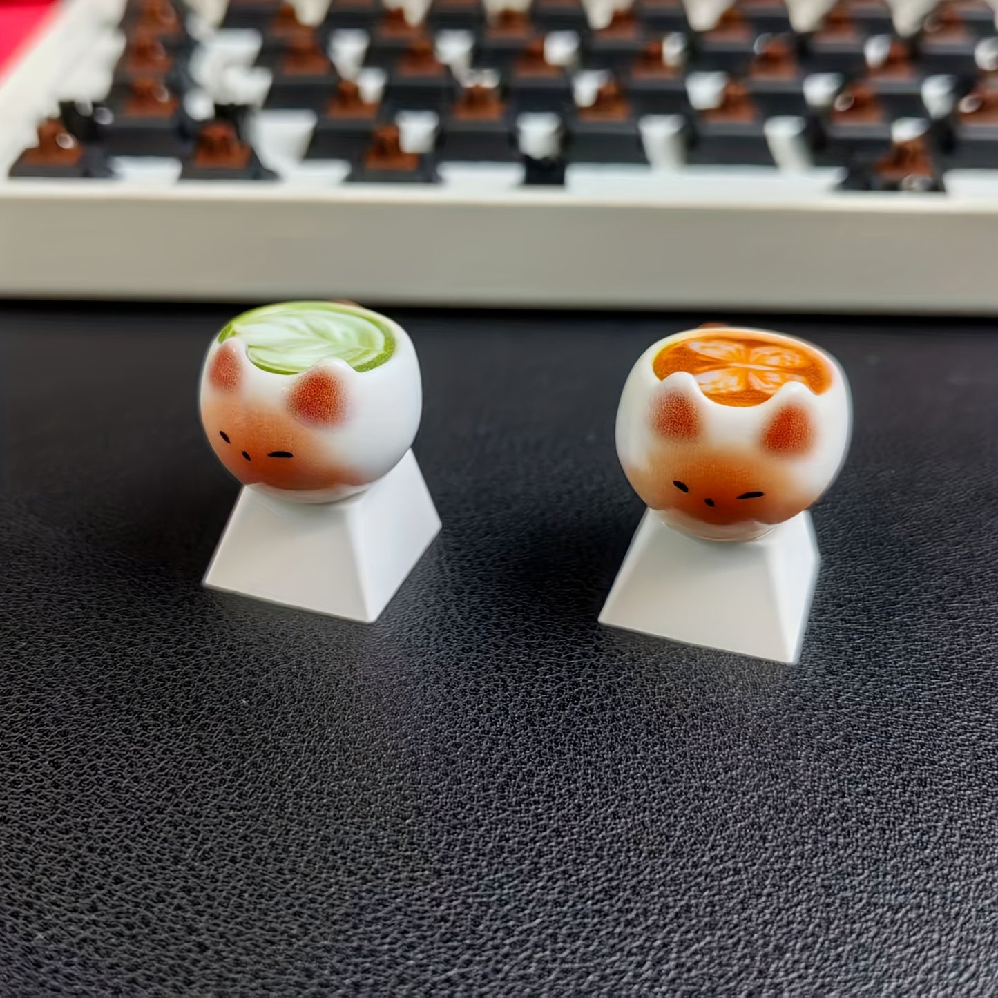 暹罗猫咖啡键帽 - 萌宠手工树脂键帽 | 机械键盘个性装饰键帽 猫奴必备