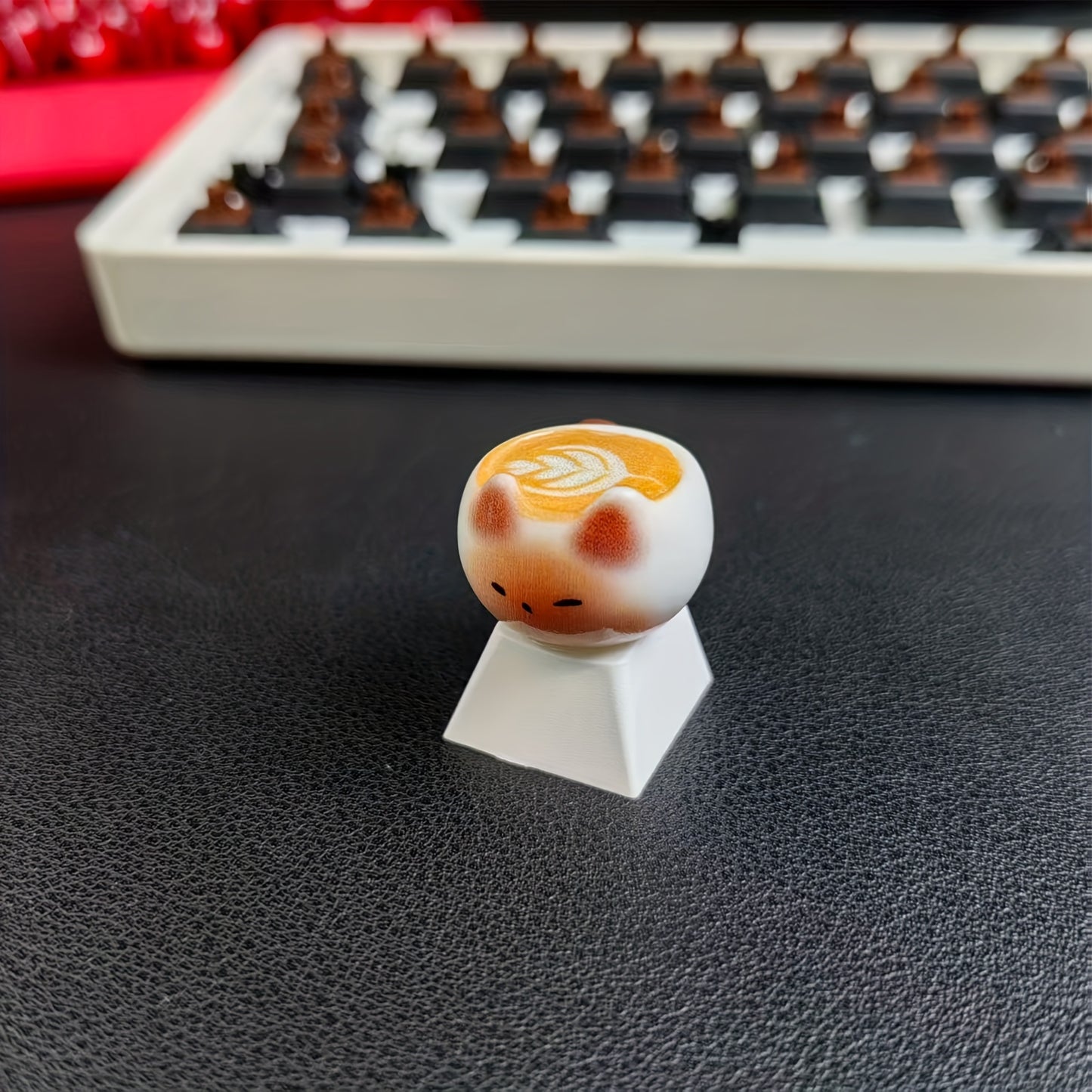 暹罗猫咖啡键帽 - 萌宠手工树脂键帽 | 机械键盘个性装饰键帽 猫奴必备