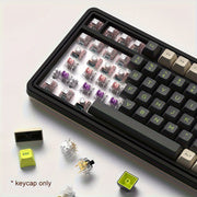 沙漠灰撞色键帽套装 130键 - FSA高度PBT双色注塑键帽 | 棕绿配色机械键盘键帽 复古风