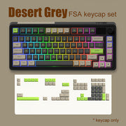 沙漠灰撞色键帽套装 130键 - FSA高度PBT双色注塑键帽 | 棕绿配色机械键盘键帽 复古风
