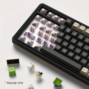 沙漠灰撞色键帽套装 130键 - FSA高度PBT双色注塑键帽 | 棕绿配色机械键盘键帽 复古风