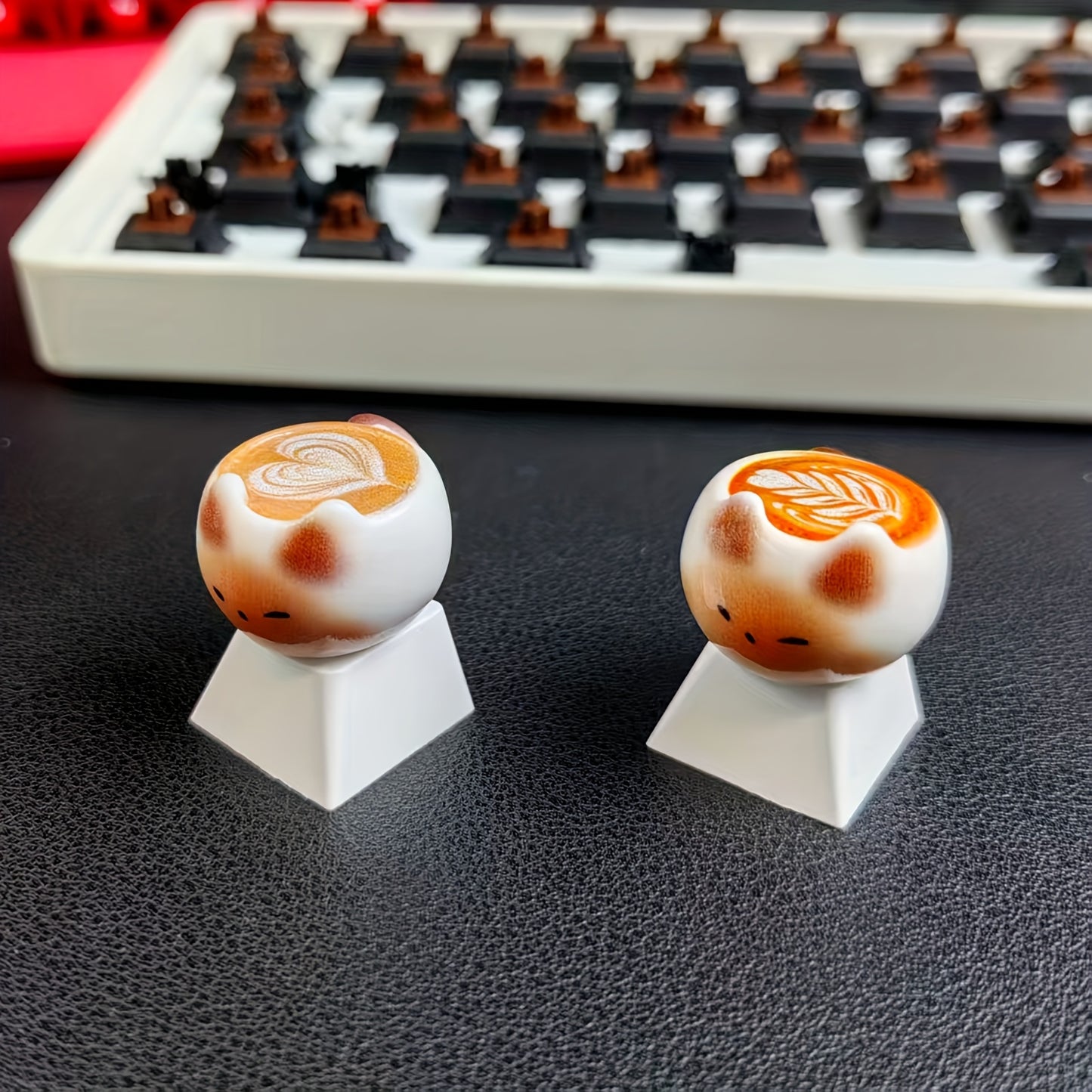 暹罗猫咖啡键帽 - 萌宠手工树脂键帽 | 机械键盘个性装饰键帽 猫奴必备