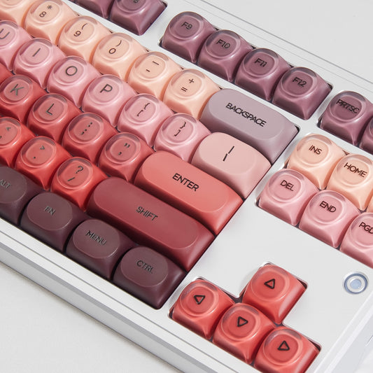 口红色渐变键帽 130键 HOA高度 PBT球帽