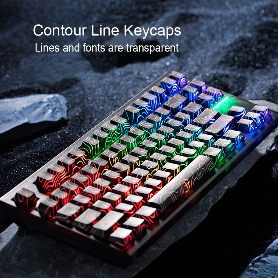 Black Topographic | Contour Line Keycap Set