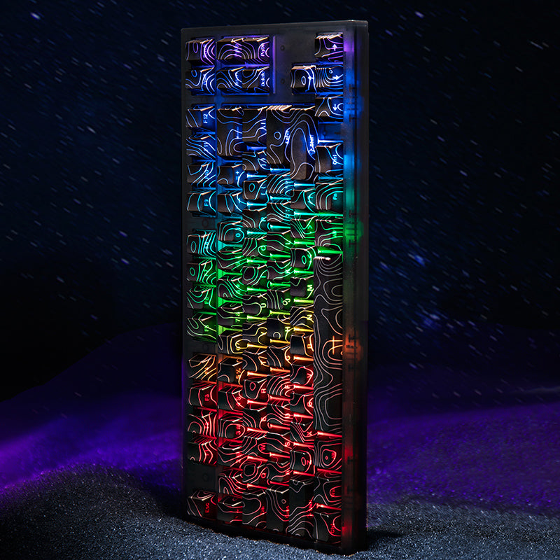 黑色地形等高线键帽套装 - 极简主义艺术PBT键帽 | 热升华机械键盘键帽