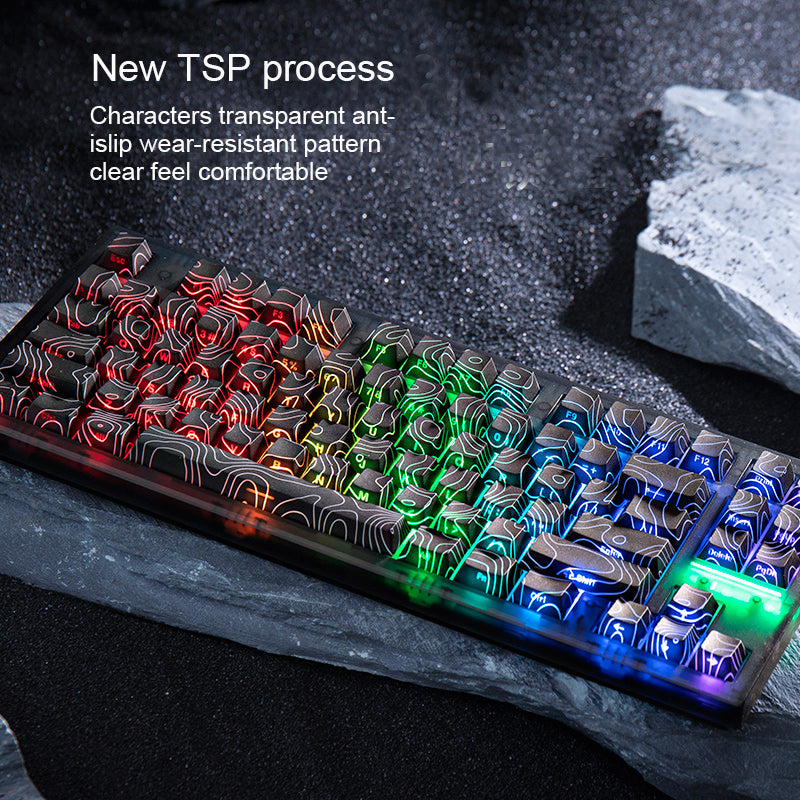 Black Topographic | Contour Line Keycap Set