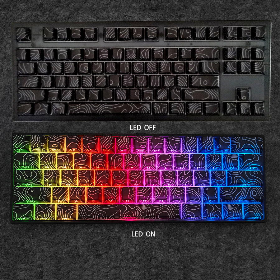 Black Topographic | Contour Line Keycap Set