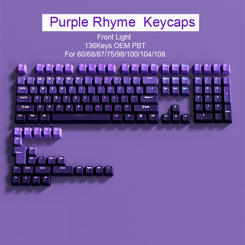 紫气东来键帽套装 - 帝王紫金配色PBT双色注塑键帽 | Cherry高度机械键盘键帽