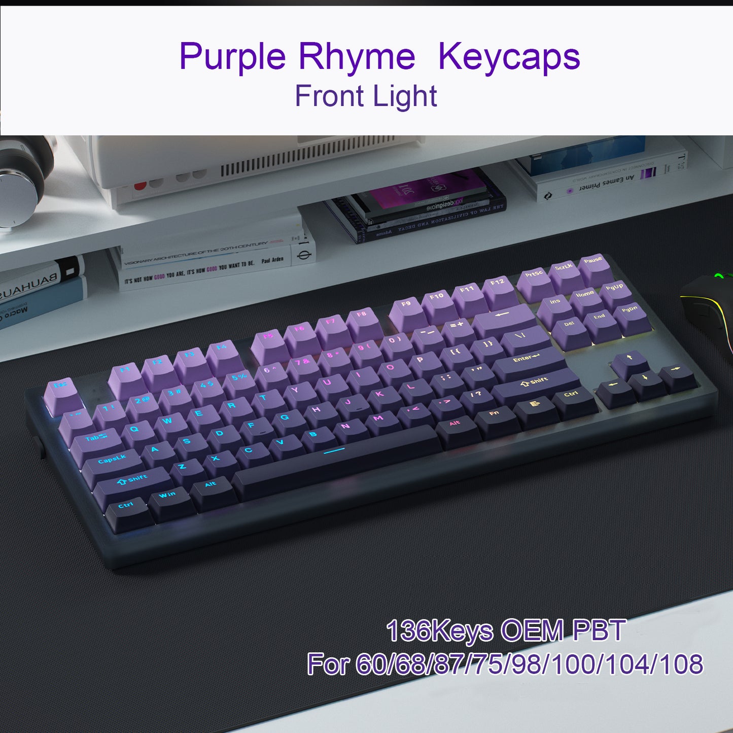 紫气东来键帽套装 - 帝王紫金配色PBT双色注塑键帽 | Cherry高度机械键盘键帽