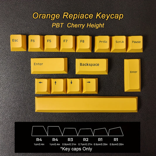 橙黄色替换键帽 - 个性增补键套装 Cherry高度 PBT二色注塑 空格回车键帽