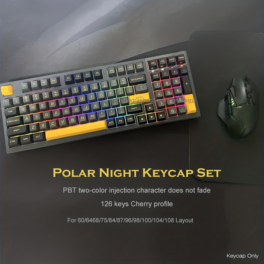 极夜黑橙键帽套装 126键 - Wooting原厂高度PBT注塑键帽 | 人体工学机械键盘键帽