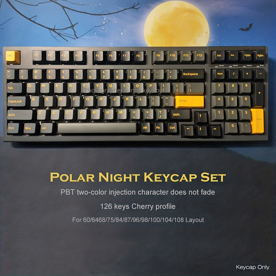 极夜黑橙键帽套装 126键 - Wooting原厂高度PBT注塑键帽 | 人体工学机械键盘键帽